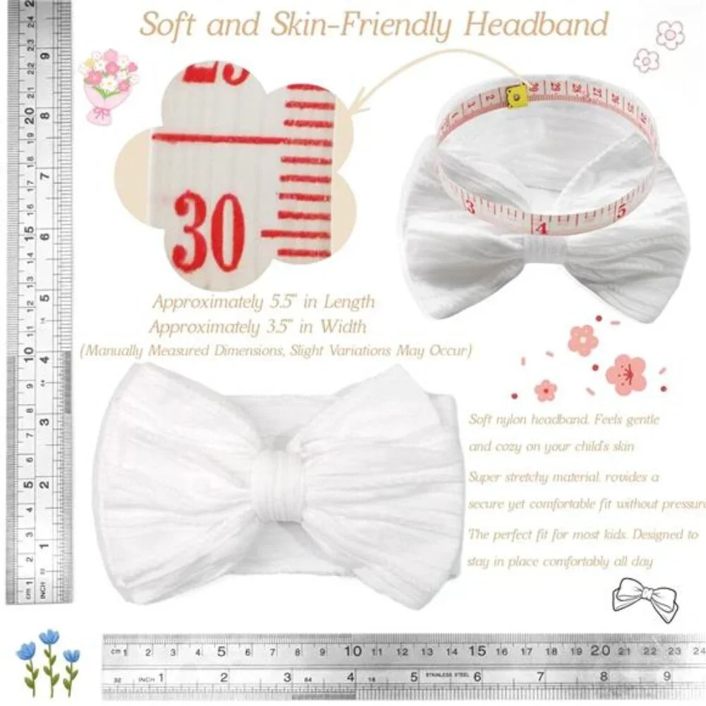 Baby Girl Headbands 6 Pack Nylon Bow Hairbands Newborn Infant Toddler Accessorie